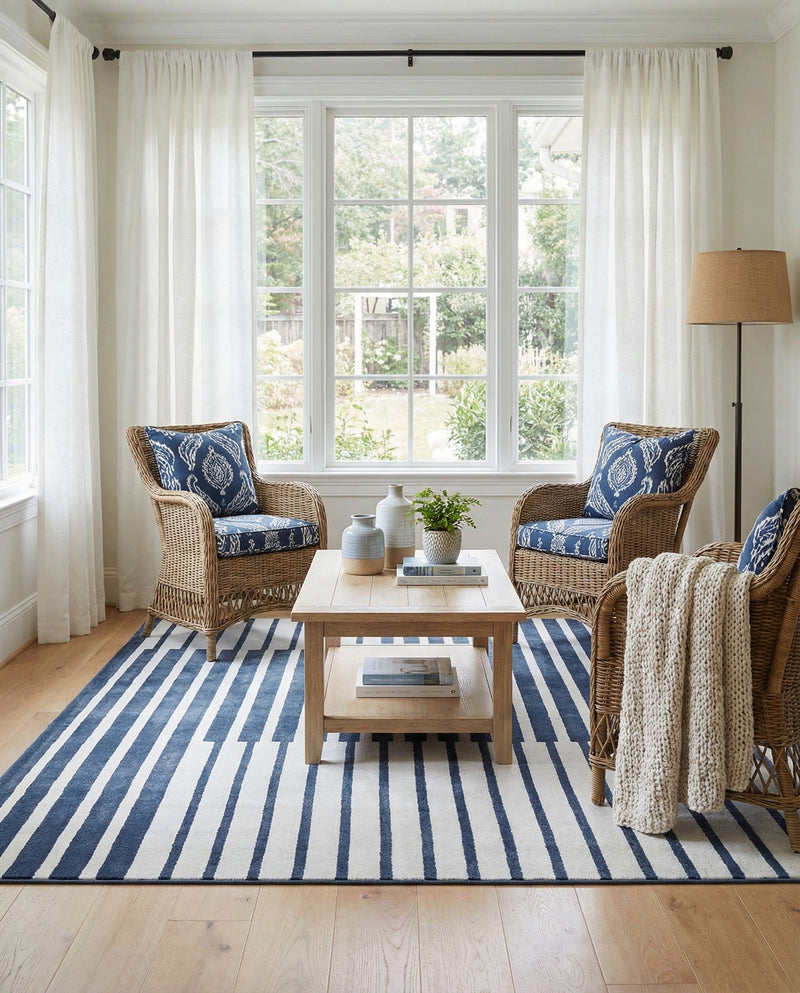 Copenhagen Edge Collection Area Rug -  Vesterbro Rectangle Blue  lifestyle 20