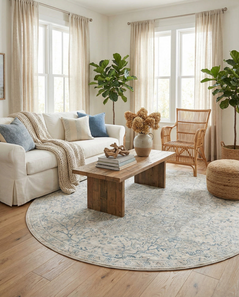 Coastal Haven Collection Area Rug - Seabreeze (Gray) Round Gray  lifestyle 53