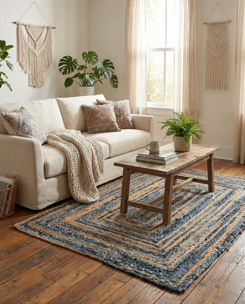 Woven Udaipur Collection Area Rug - Sahara Rectangle Blue and Natural  lifestyle 14