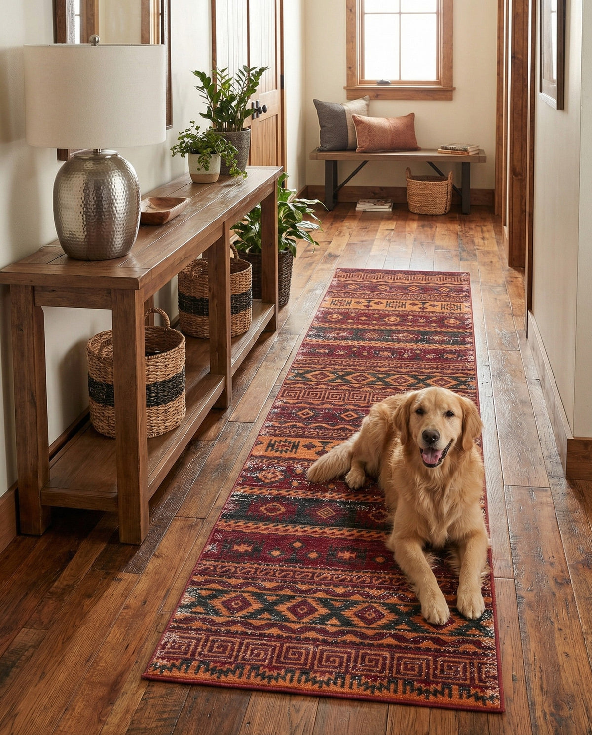 Geneva Terrace Collection Area Rug - Montreux Runner Rust Red  lifestyle 154