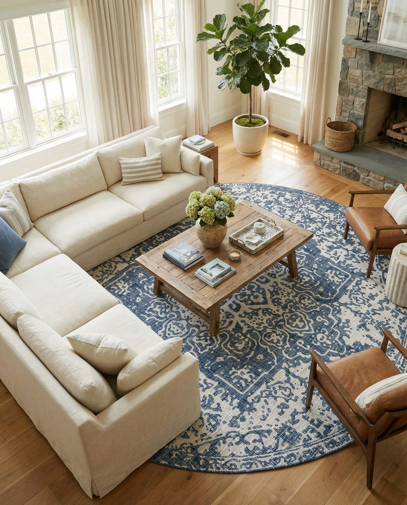 Urban Oasis Rugs Collection Area Rug -  Penthouse (Blue) Round Blue  lifestyle 65