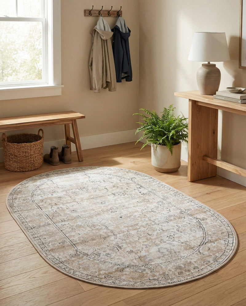 Cascade Range Collection Area Rug -  Shasta (Ivory) Oval Ivory  lifestyle 51