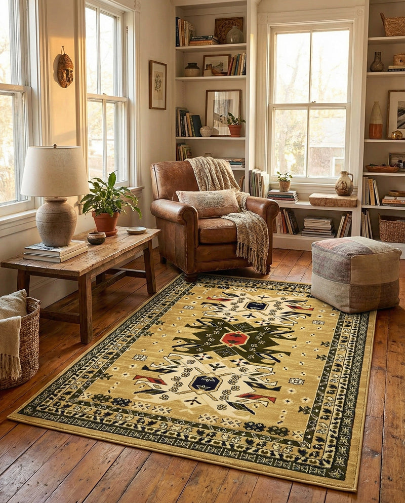 Tabriz Tapestries Collection Area Rug - Azerbaijan (Cream) Rectangle Cream  lifestyle 13