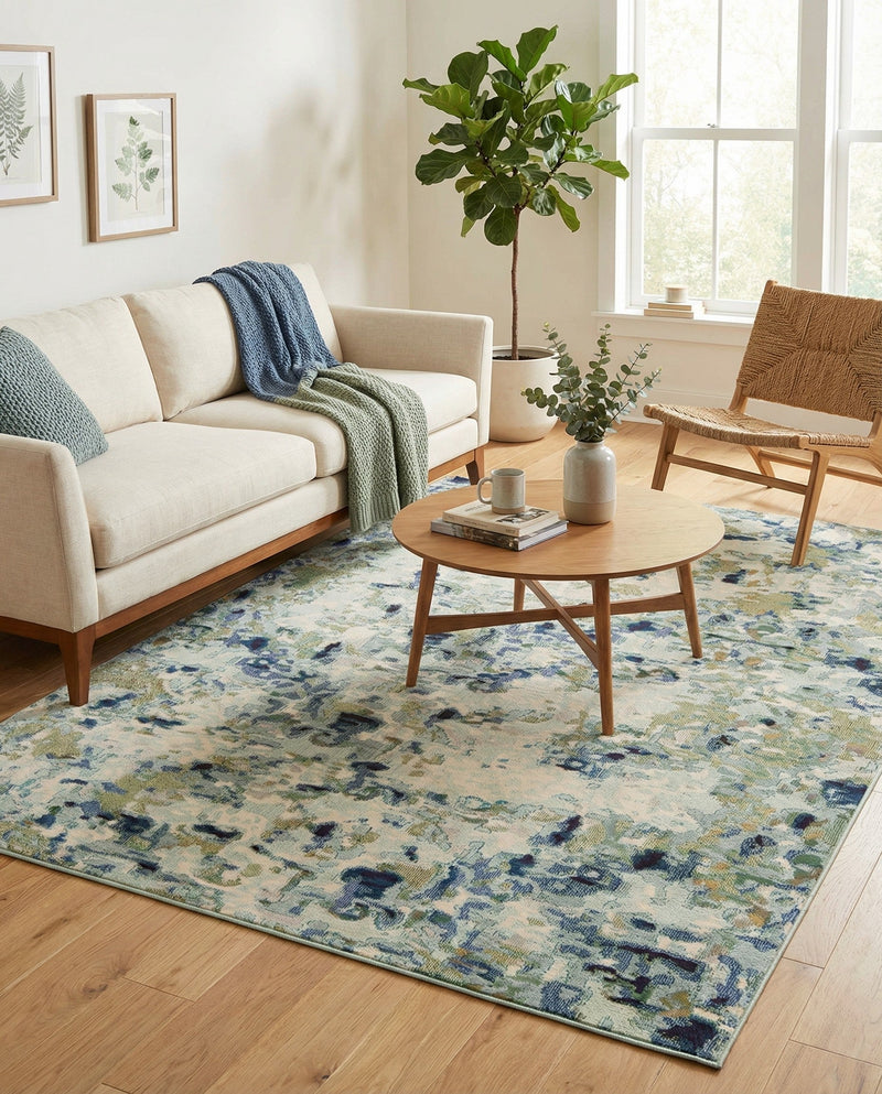 Chromatic Oasis Collection Area Rug -  Lagoon Rectangle Light Blue  lifestyle 29