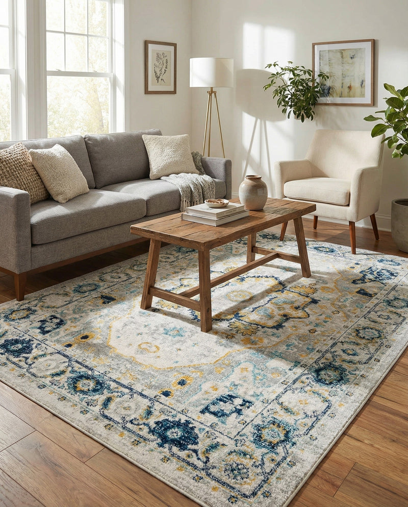 Parisian Elegance Collection Area Rug - Versailles (Gray) Rectangle Gray  lifestyle 7