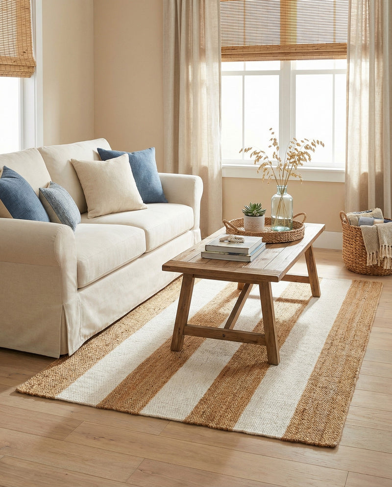 Martha's Vineyard Blueprints Collection Area Rug - Edgartown Rectangle Tan Sand  lifestyle 32
