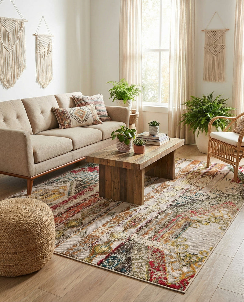Outdoor Marrakesh Collection Area Rug -  Agadir Rectangle Multi Beige  lifestyle 26