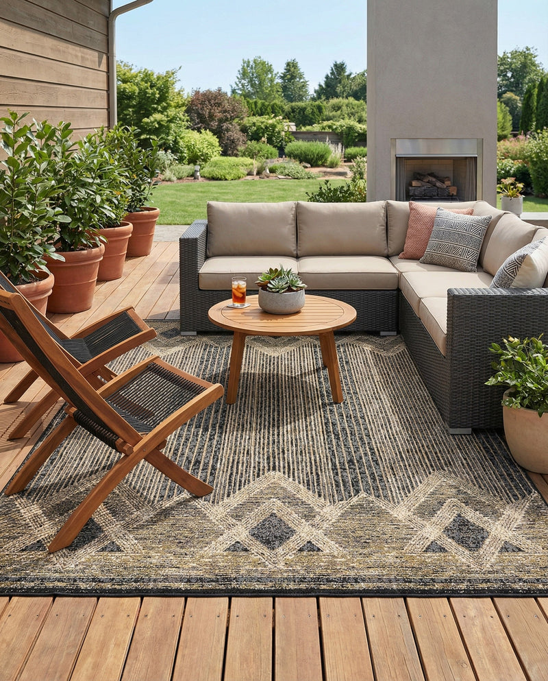 Urban Terrace Collection Area Rug -  Loft Rectangle Charcoal  lifestyle 26