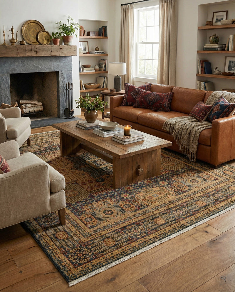 Ottoman Elegance Collection Area Rug - Sultan Rectangle Blue  lifestyle 26