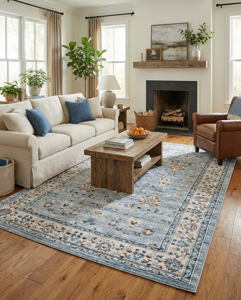 Savannah Elegance Collection Area Rug - Augusta (Aqua Blue) Rectangle Aqua Blue  lifestyle 6