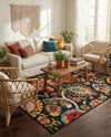 Outdoor Marrakesh Collection Area Rug - Fes Rectangle Multi Black  lifestyle 42