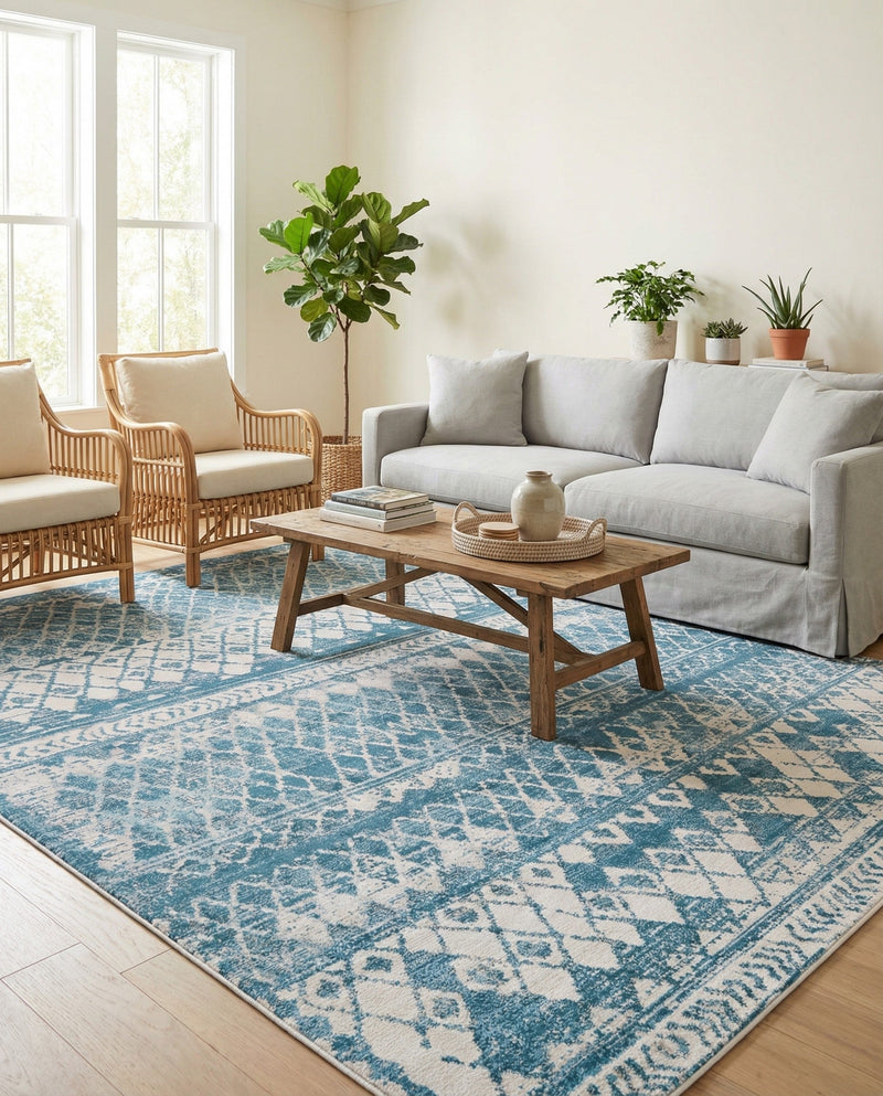 Dresden Elegance Collection Area Rug -  Zittau Rectangle Blue  lifestyle 77