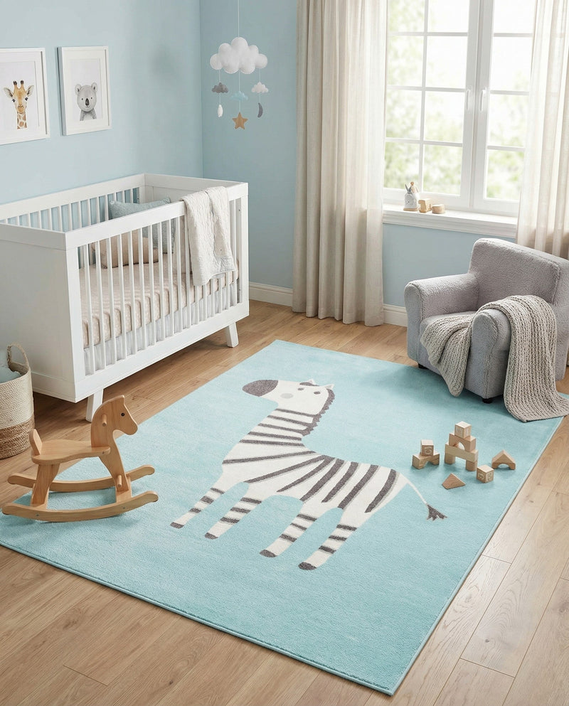 Wonder Tykes Collection Area Rug -  Vibrant Rectangle Teal  lifestyle 8