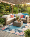Seaside Blooms Collection Area Rug - Haven Rectangle Blue  lifestyle 26