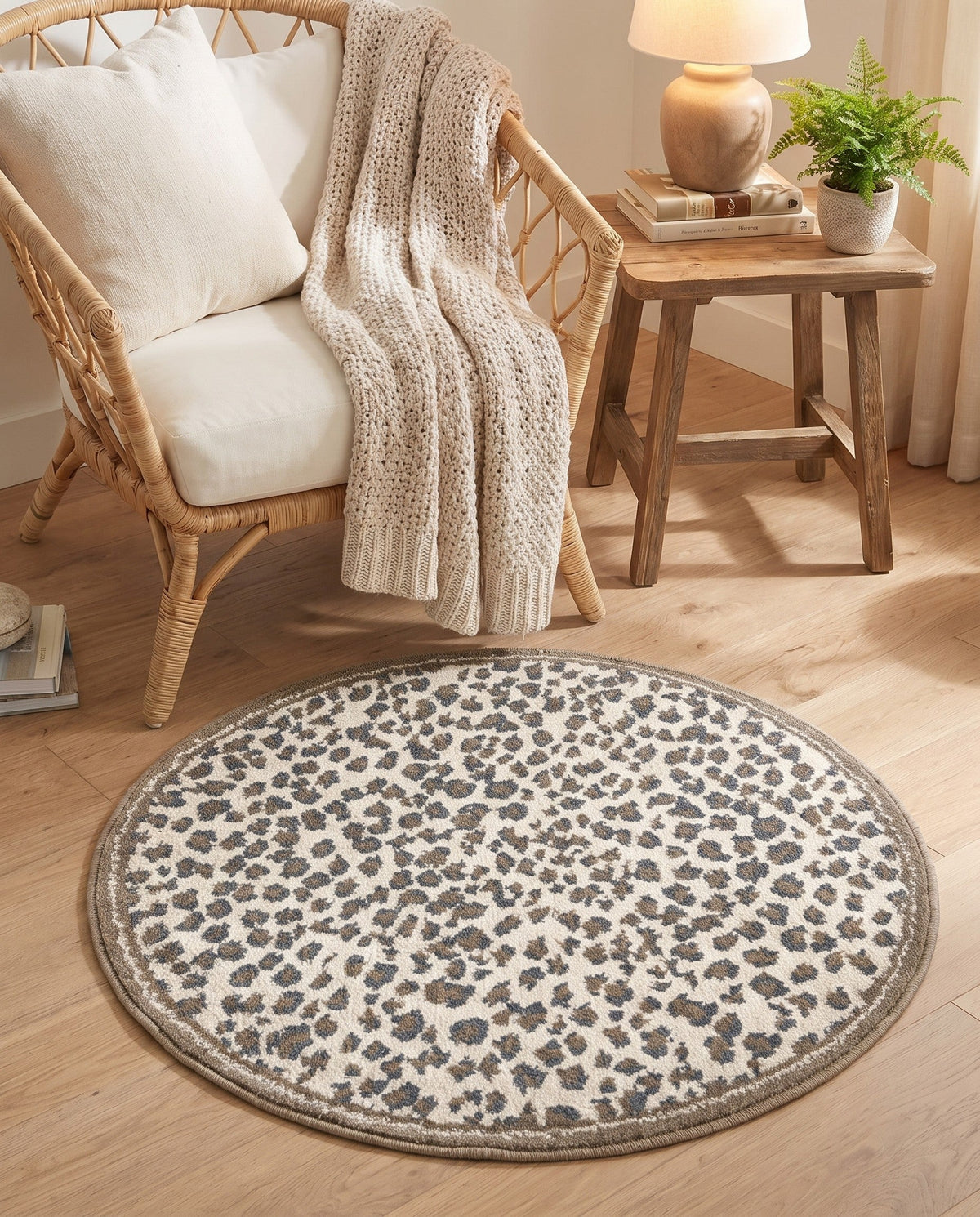 Savannah Sojourn Collection Area Rug - Serengeti Round Brown  lifestyle 153