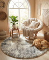 Cozy Haven Shag Collection Area Rug -  Tranquility (Pebble Gray) Round Pebble Gray  lifestyle 46