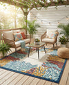 Caribbean Terrace Collection Area Rug -  Tortola Square Multi  lifestyle 61