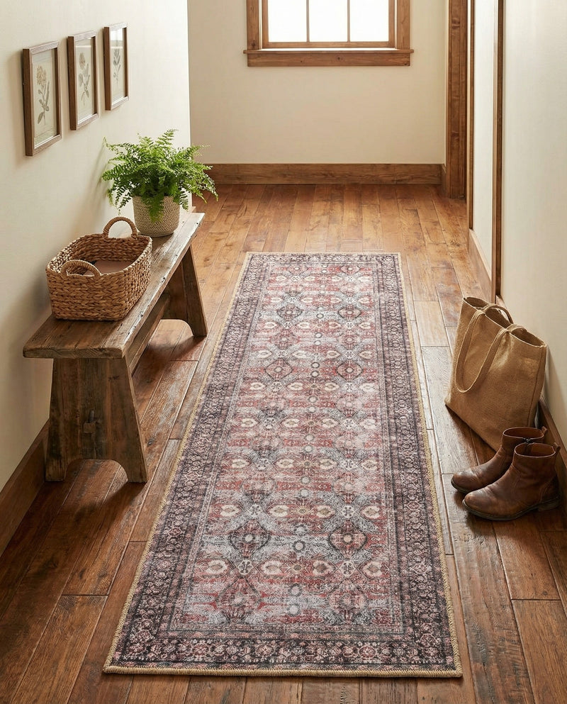 Heritage Elegance Collection Area Rug -  Hampton Runner Antique Red  lifestyle 63