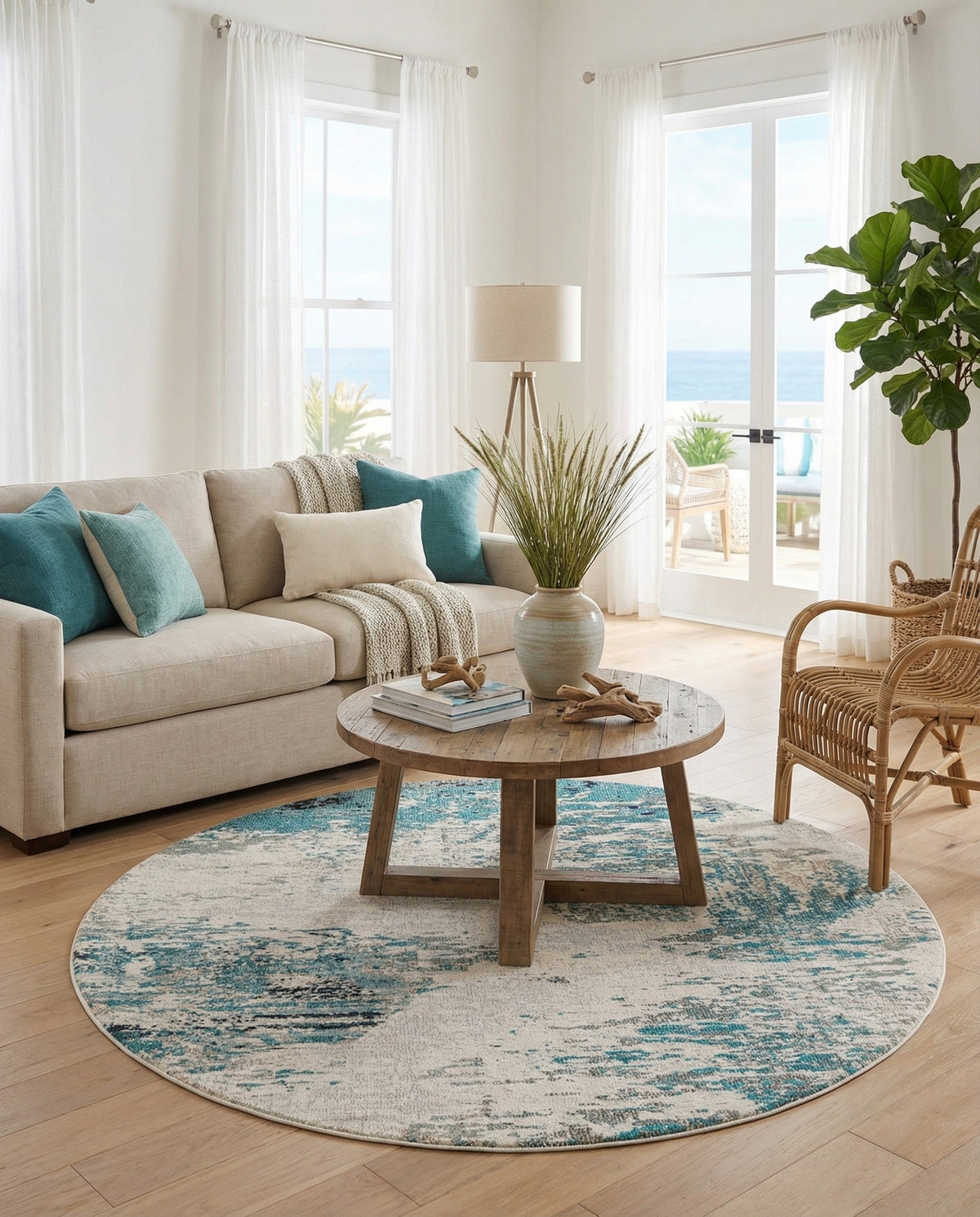 Colorburst Oasis Collection Area Rug -  Tropic Round Blue  lifestyle 62