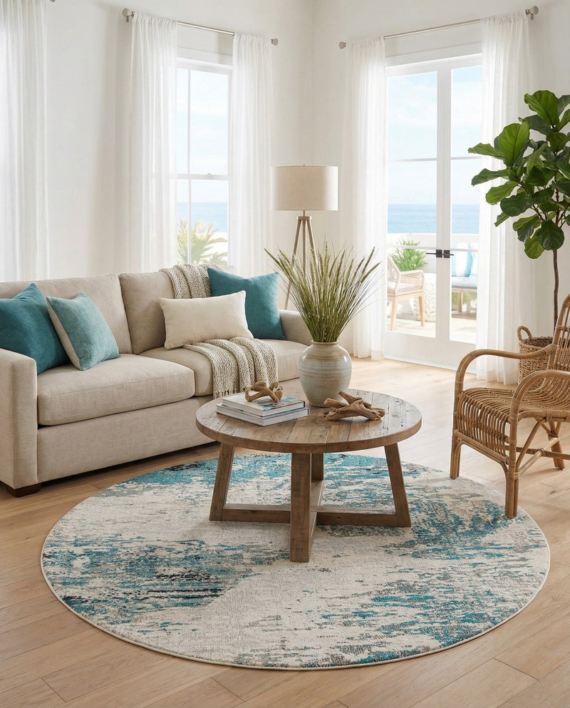 Colorburst Oasis Collection Area Rug -  Tropic Round Blue  lifestyle 62