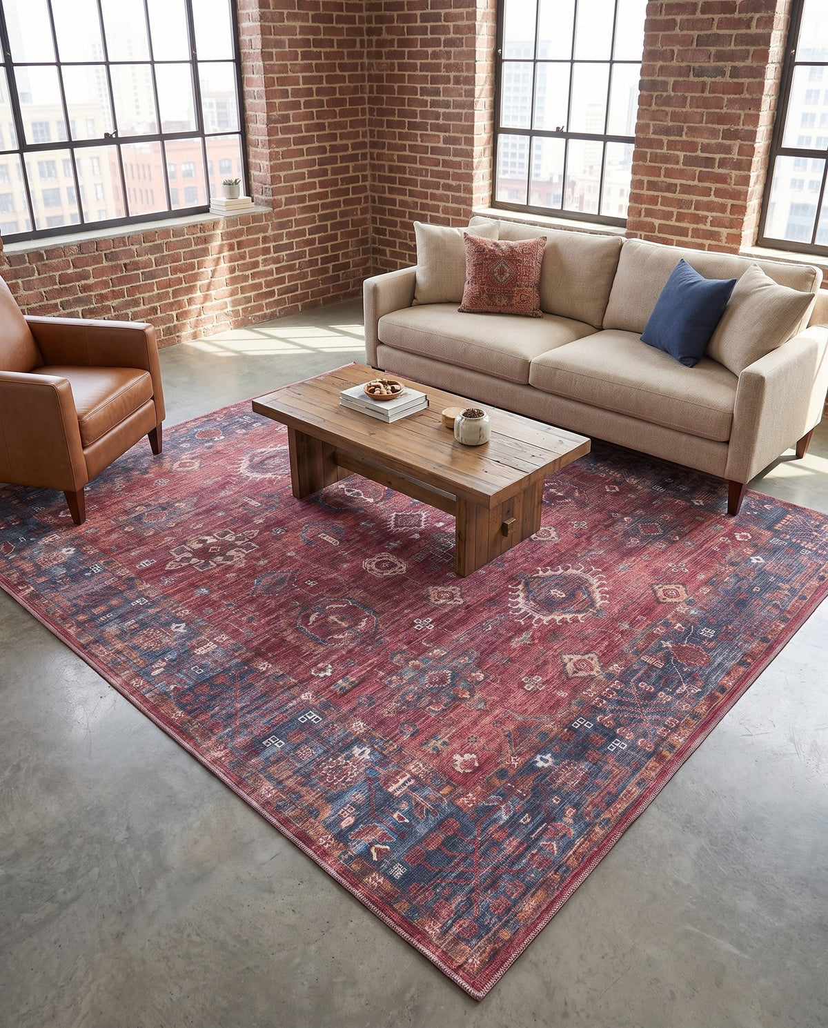 Zahara Oasis Collection Area Rug -  Ouarzazate Square Antique Red  lifestyle 89