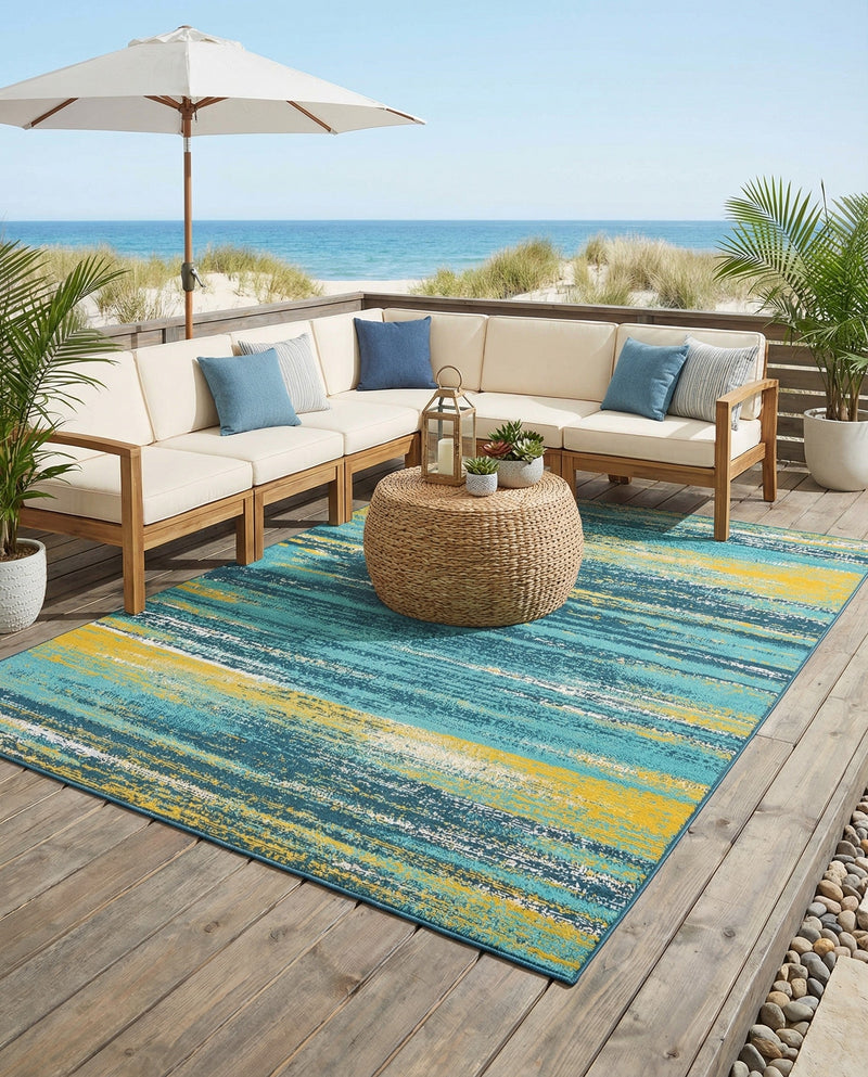 Seaside Haven Rugs Collection Area Rug -  Sandbar Rectangle Multi.Blue  lifestyle 17