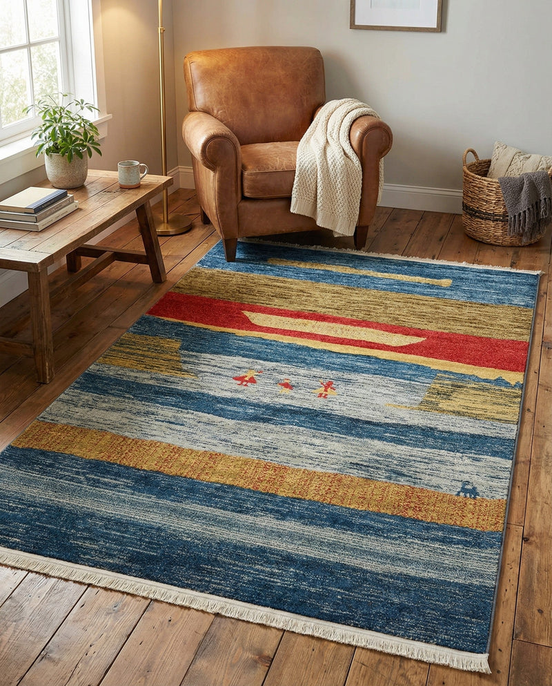 Zagros Oasis Collection Area Rug -  Lordegan Rectangle Blue  lifestyle 18