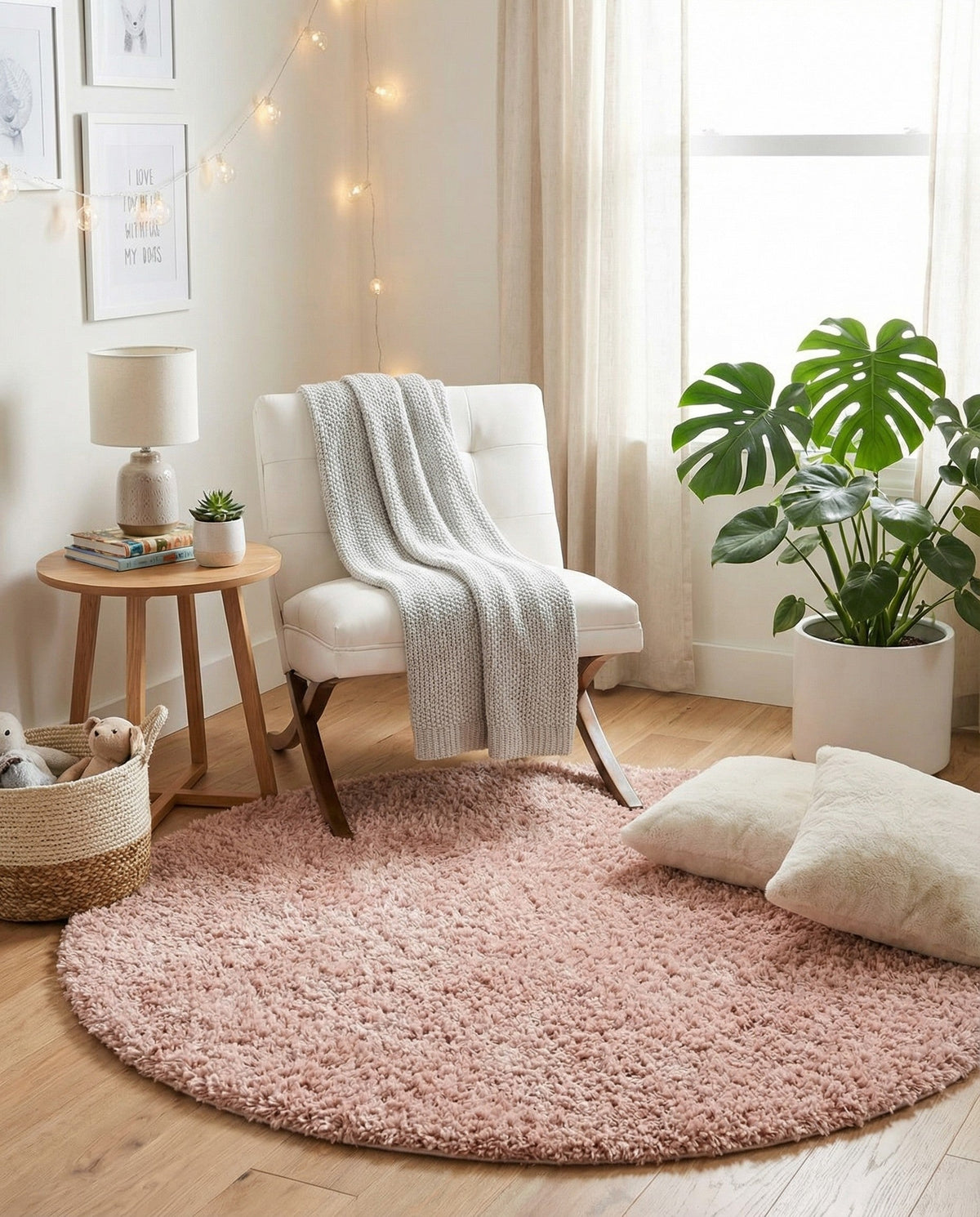 Alpine Plush Collection Area Rug -  Cortina (Dusty Rose) Round Dusty Rose  lifestyle 20