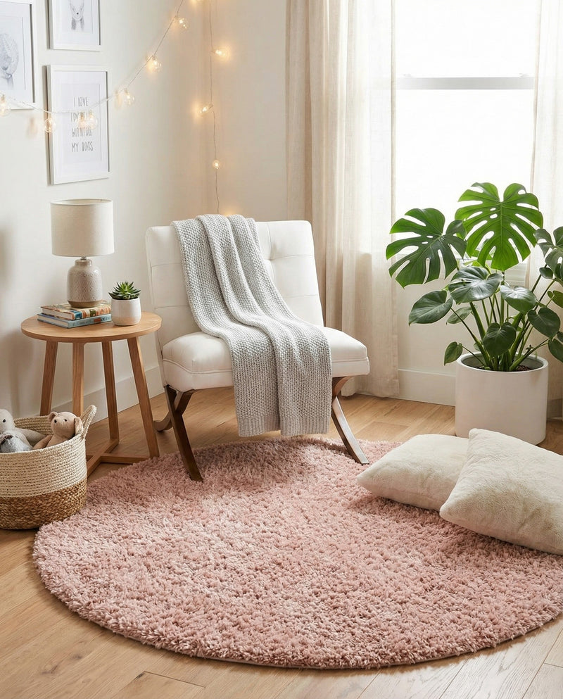 Alpine Plush Collection Area Rug -  Cortina (Dusty Rose) Round Dusty Rose  lifestyle 20