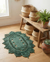 Woven Seaside Jute Collection Area Rug - Coastalhaven (Hunter Green) Oval Hunter Green  lifestyle 13