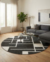 Urban Terrace Collection Area Rug -  Parkside Round Black and White  lifestyle 43