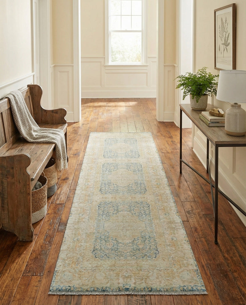 Bazaar Chic Collection Area Rug -  Kenitra Runner Blue and Ivory  lifestyle 41