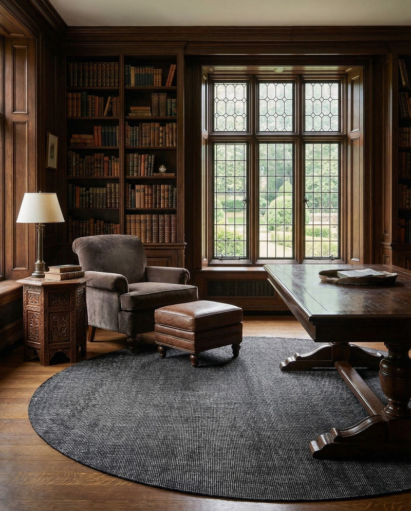 Berkshire Estate Collection Area Rug - Windsor (Blackberry) Round Blackberry  lifestyle 68