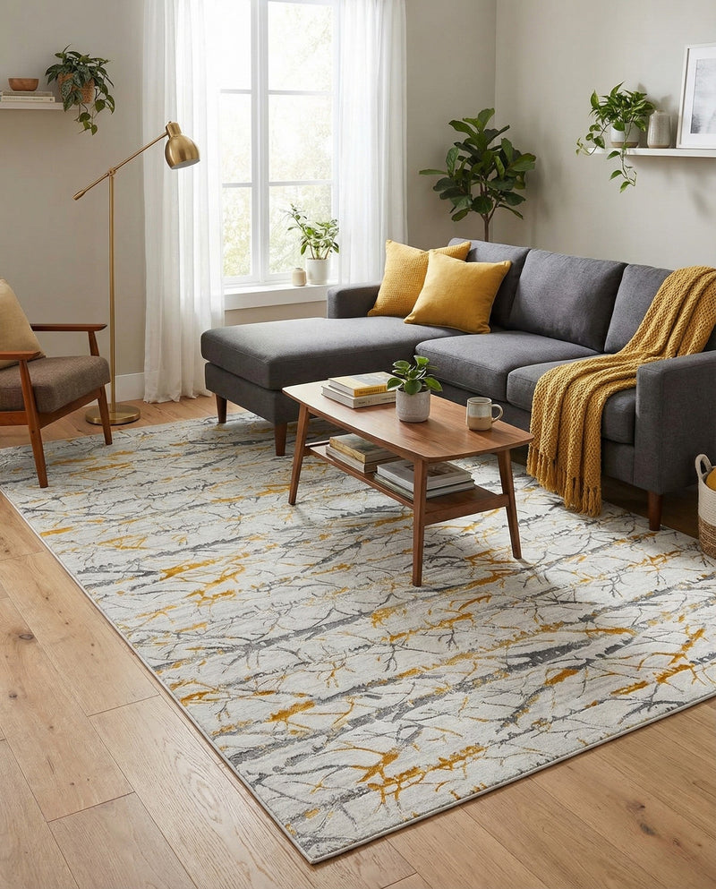 Bloomsbury Elegance Collection Area Rug -  Soho Rectangle Yellow and Gray  lifestyle 28