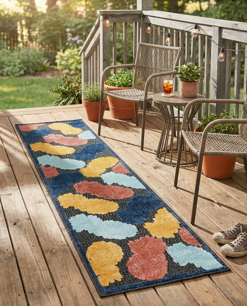 Caribbean Terrace Collection Area Rug -  Nevis Runner Black  lifestyle 44