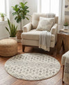Mediterranean Lattice Collection Area Rug - Santorini (Ivory and Gray) Round Ivory and Gray  lifestyle 75