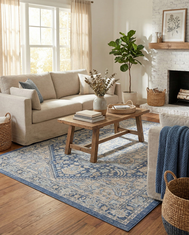 Savannah Series Collection Area Rug - Charleston (French Blue) Rectangle French Blue  lifestyle 13