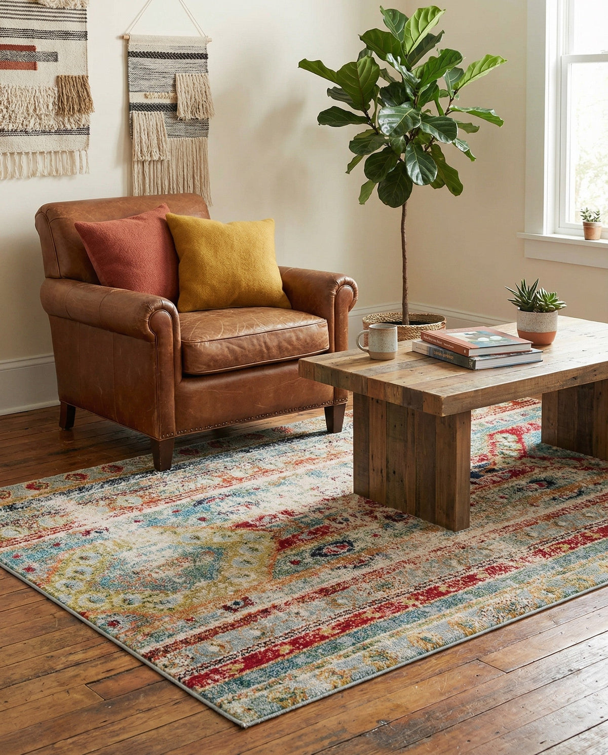 Sedona Vista Collection Area Rug -  Navajo Rectangle Blue  lifestyle 7