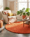 Plush Oasis Collection Area Rug - Serenity (Tiger Orange) Round Tiger Orange  lifestyle 18