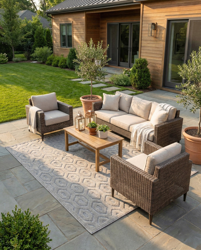 Garden Lattice Charm Collection Area Rug - Arbor (Grey) Rectangle Grey  lifestyle 16