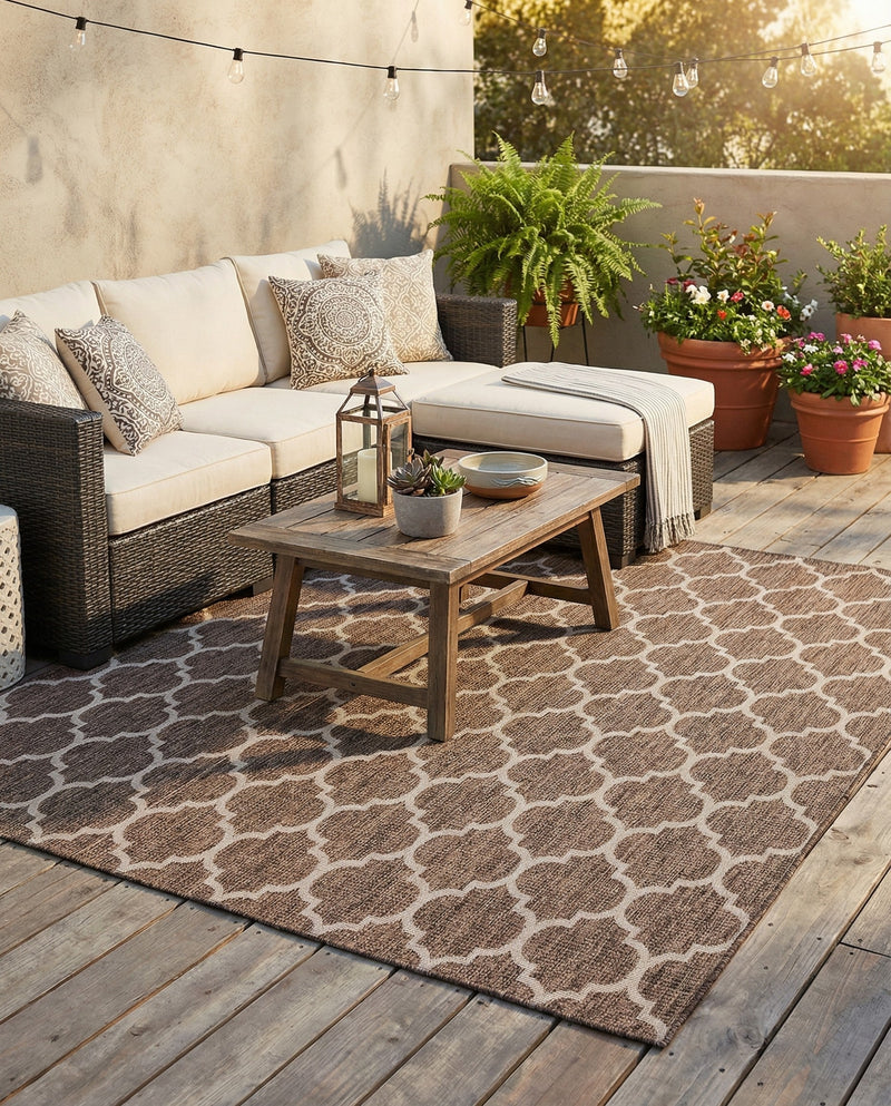 Savannah Pergola Collection Area Rug - Arbor (Brown) Square Brown  lifestyle 26