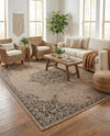 Patio Heritage Collection Area Rug -  Charleston (Beige) Rectangle Beige  lifestyle 9
