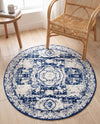 Dover Terrace Collection Area Rug -  Lagoon (Ivory and Blue) Round Ivory and Blue  lifestyle 50