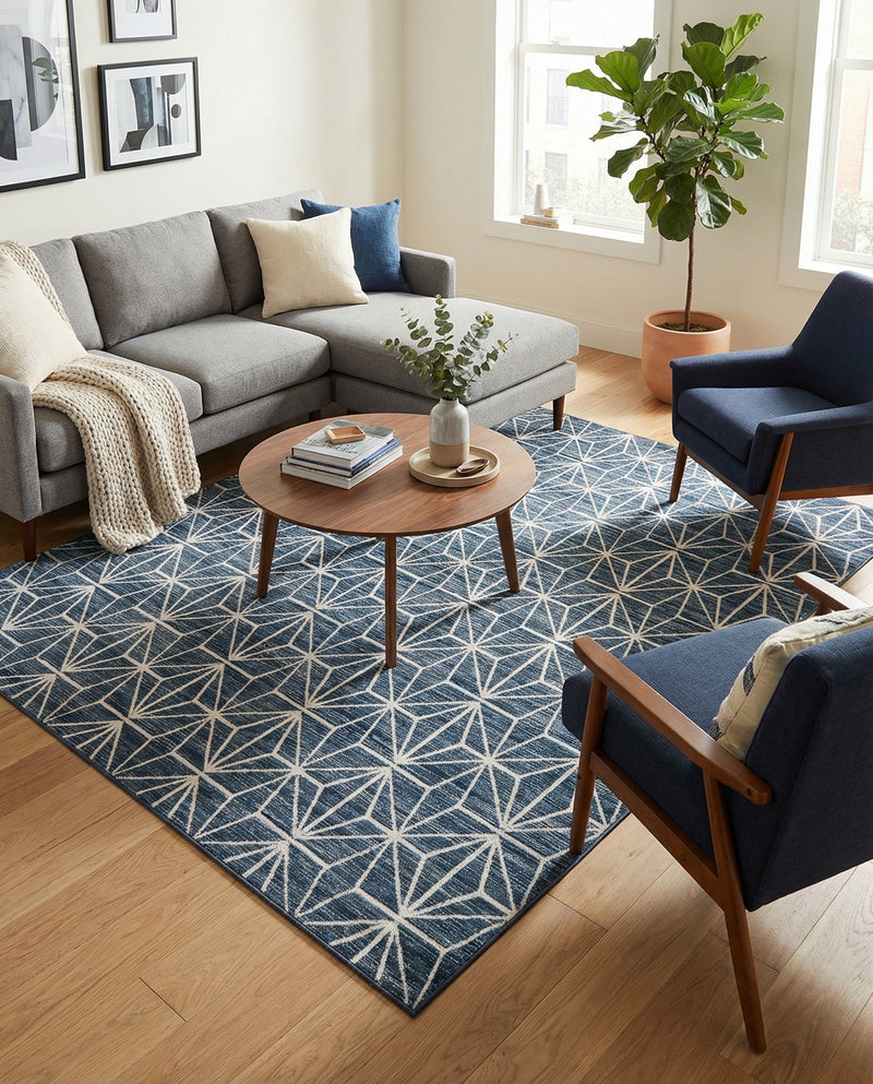 Metro Heights Collection Area Rug -  Hudson Rectangle Navy Blue  lifestyle 11