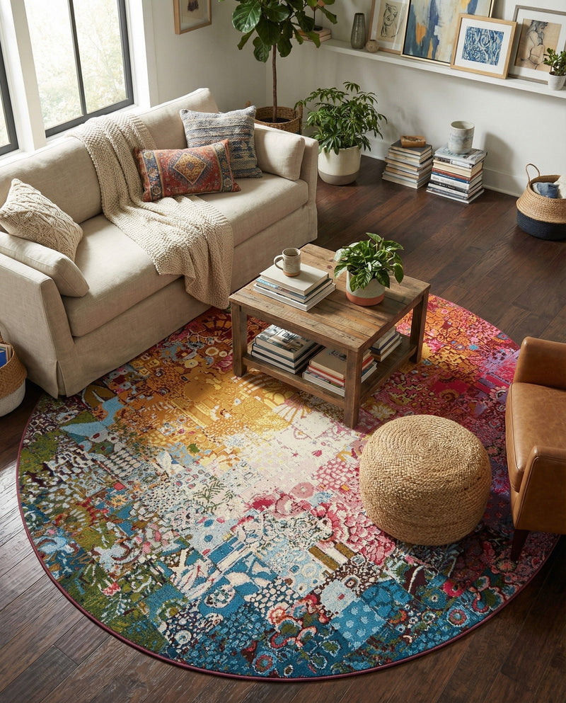 Urban Terrace Collection Area Rug -  Terrace Round Multi  lifestyle 43