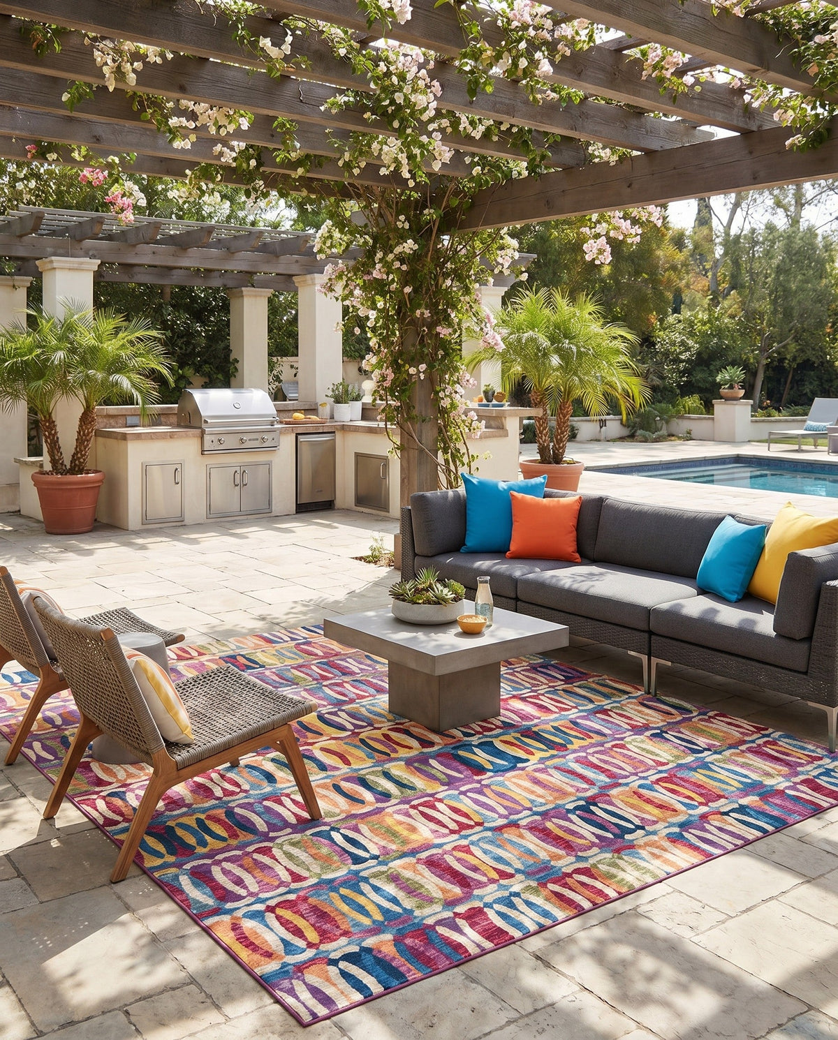 Urban Terrace Collection Area Rug -  Boardwalk Square Multi  lifestyle 83