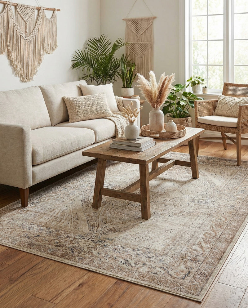 Coastal Manor Collection Area Rug -  Seagrove Rectangle Beige  lifestyle 17