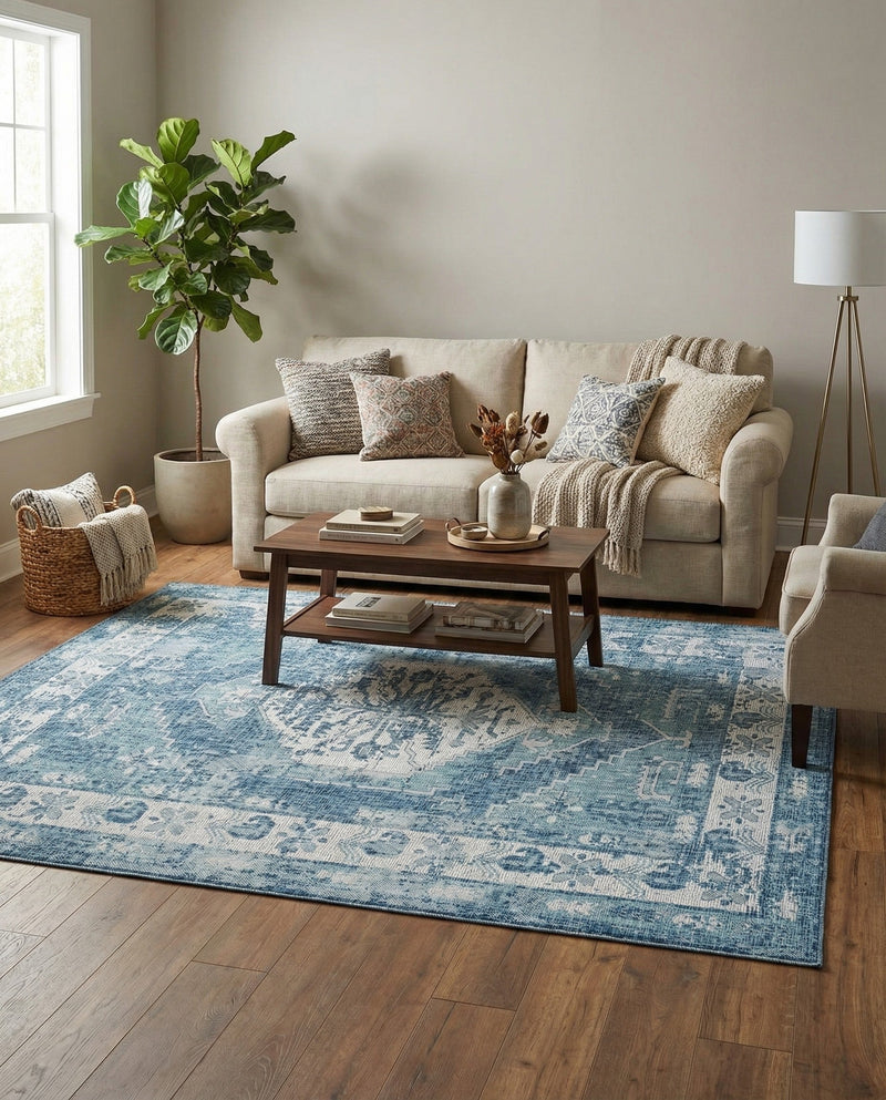 Patio Heritage Collection Area Rug -  Augusta (Blue) Rectangle Blue  lifestyle 27