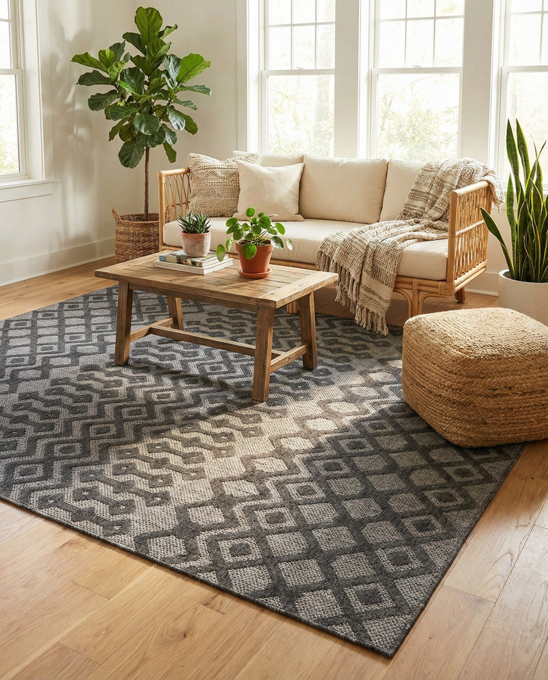 Garden Lattice Charm Collection Area Rug -  Pergola (Charcoal) Rectangle Charcoal  lifestyle 13