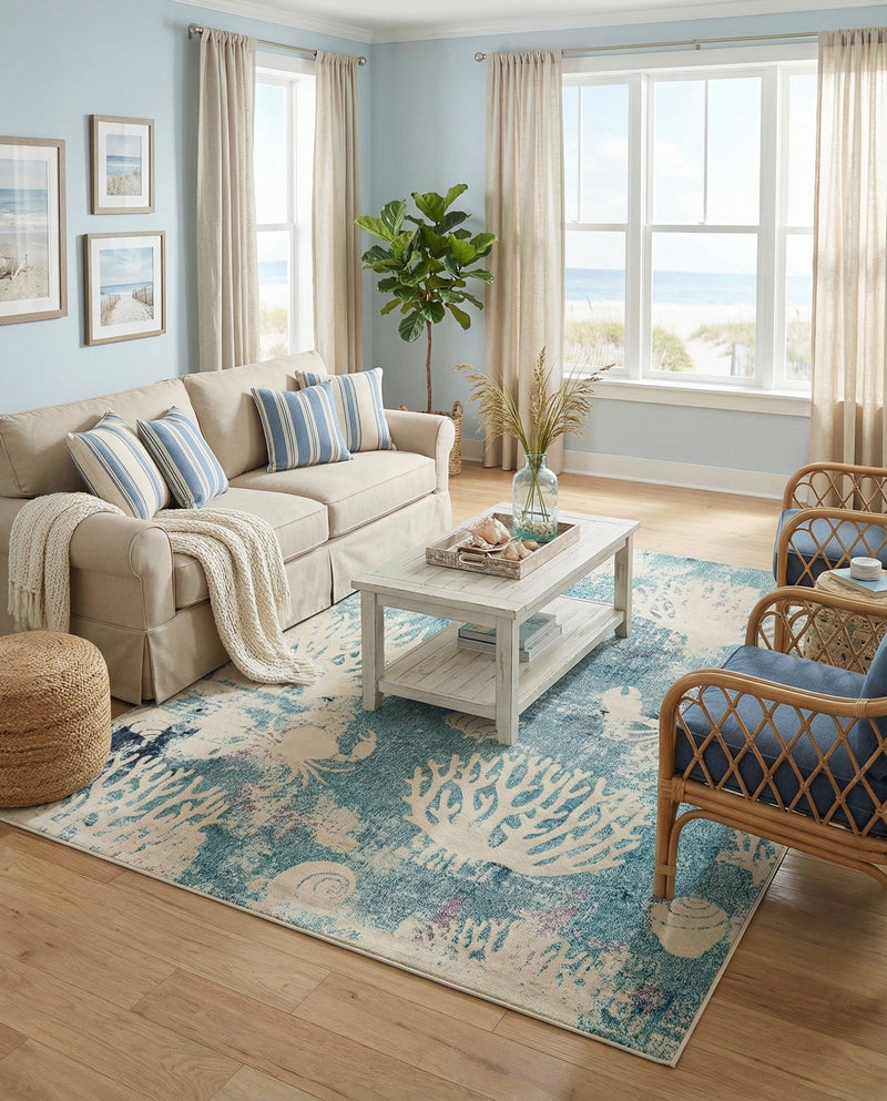 Sorrento Shores Collection Area Rug -  Vico Rectangle Light Blue  lifestyle 15